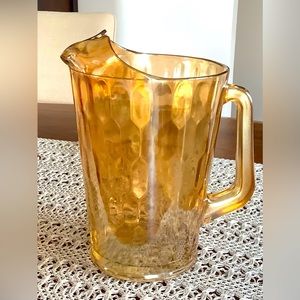 Vintage Jeanette amber carnival glass pitcher